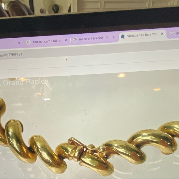 Vintage 14K Italy Gold San Marcos Macaroni Bracelet - Picture 12 of 13